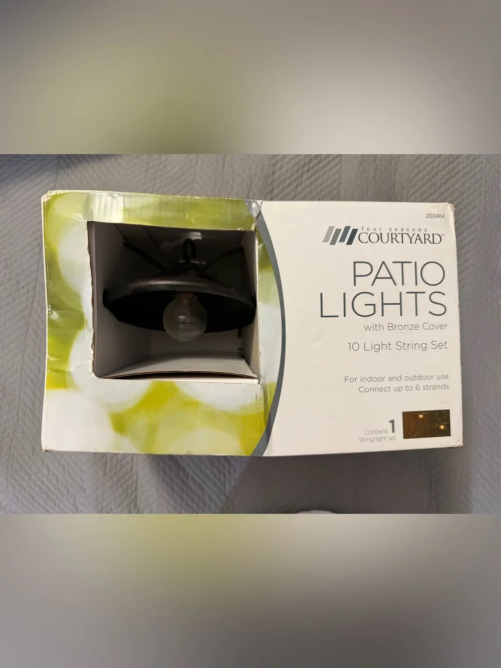 Four Season Courtyard Bronze Patio String Lights - 10-Light Set